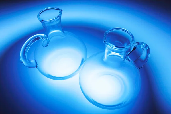 Glass Jars Blue Background — Stock Photo, Image