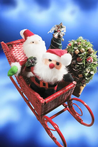 Santa Figurer Blå Bakgrund — Stockfoto
