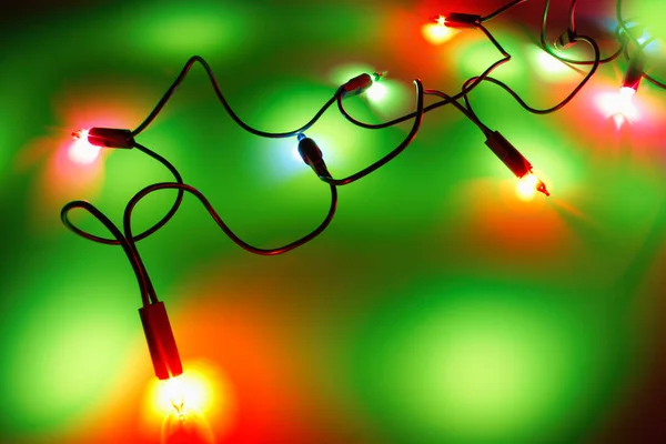 Fairy Lights Green Background — Stock Photo, Image