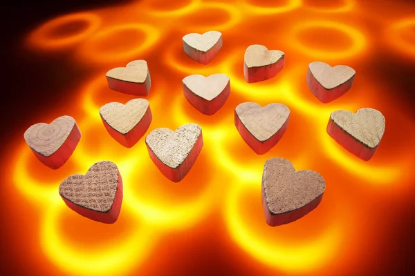 Sandelhout Liefde Harten Warme Achtergrond — Stockfoto