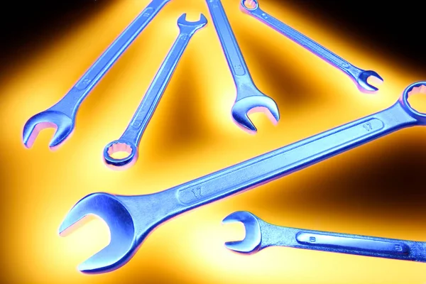 Wrenches Yellow Background — Stock Photo, Image
