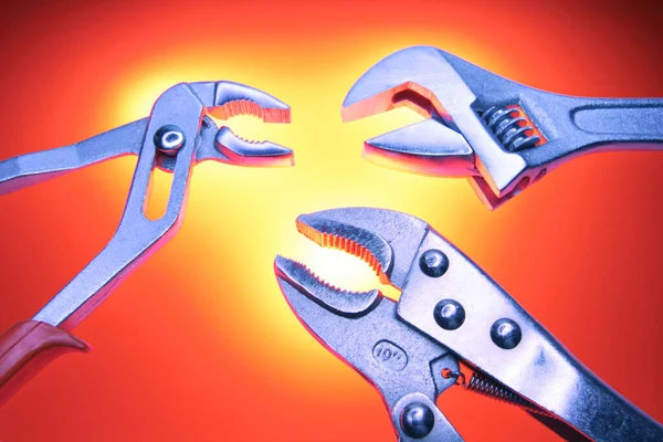 Plier Spanners Warm Background — Stock Photo, Image