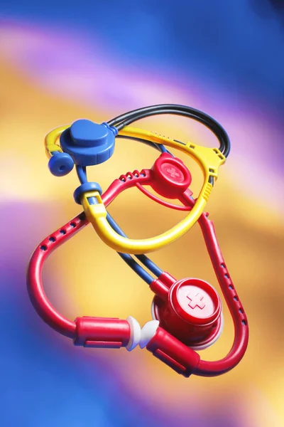 Toy Stethoscopes Colorful Background — Stock Photo, Image