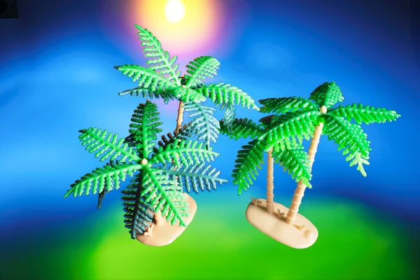 Miniature Plastic Palm Trees — Stock Photo, Image