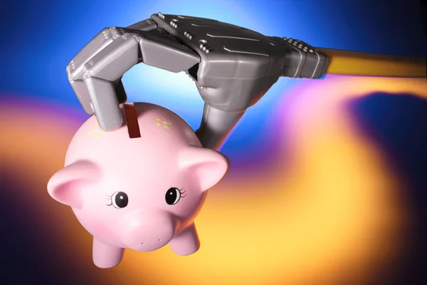 Robotic Hand Piggybank — Zdjęcie stockowe