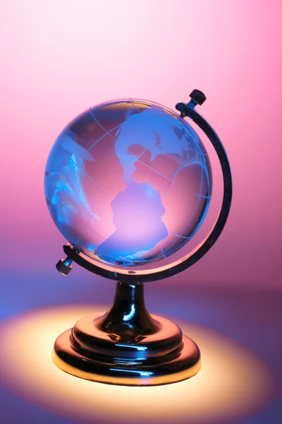 Globus Biurkowy Globus Biurkowy Pulpit Szkło Kryształ Globus Sfera Świat — Zdjęcie stockowe