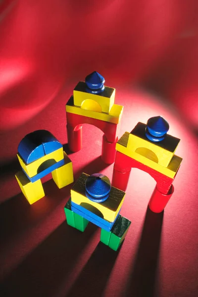 おもちゃ木造建築ブロック ストック画像