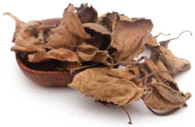 Dried oregano leaves over white background