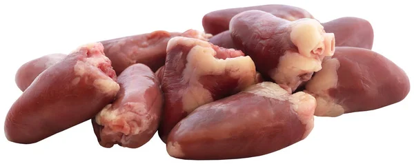 Uncooked Chicken Heart Fresh Organic Closeup Isolated — Stock Photo, Image