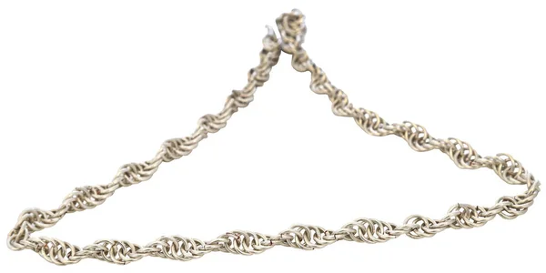 Stříbrný Náhrdelník Řetěz Detailní Izolované — Stock fotografie