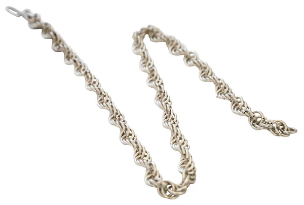 Silver Necklace Chain Closeup Isolated — Stock Photo, Image