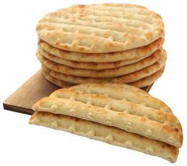 Yunan pide ekmeği ya da yassı ekmek yakın çekim ve izole