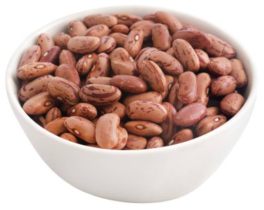 Pinto fasulyesi ya da benekli fasulye yakın çekim ve izole