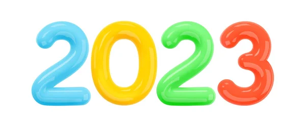 2023 Реалистичный Красочный Разноцветный Глянцевый Пластиковый Номер Поздравление Новым 2023 — стоковый вектор