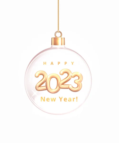 Feliz Ano Novo Ouro 2023 Ouro Realista Número 2023 Bugiganga —  Vetores de Stock