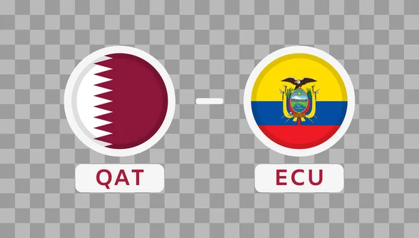 카타르 에콰도르 Match Design Element 플래그 아이콘들은 배경에 분리되어 선수권 — 스톡 벡터