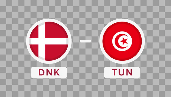 Denemarken Tunesië Match Design Element Vlaggen Pictogrammen Geïsoleerd Transparante Achtergrond — Stockvector