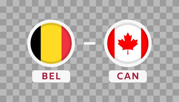 Belçika Kanada Eşleşme Tasarım Elemanı Karşı Şeffaf Arkaplanda Bayrak Simgeleri — Stok Vektör