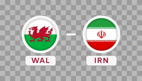 Wales Iran Match Design Element Inglés Banderas Iconos Aislados Sobre — Vector de stock