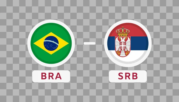 Brésil Serbie Match Design Element Icônes Drapeaux Isolés Sur Fond — Image vectorielle