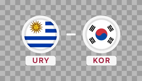 Uruguay Corea Del Sur Match Design Element Banderas Iconos Aislados — Vector de stock