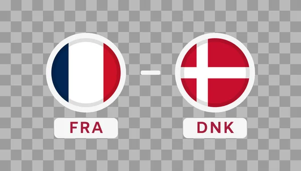 Frankreich Gegen Dänemark Match Design Element Flaggen Symbole Isoliert Auf — Stockvektor