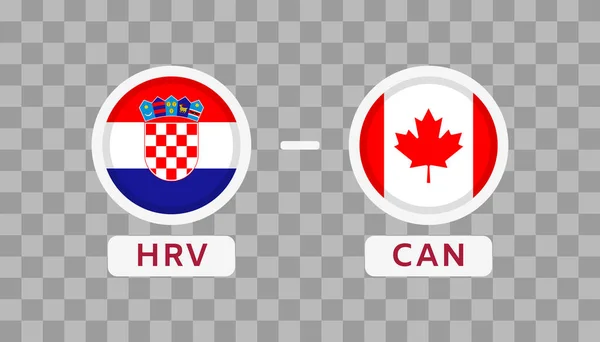Kroatië Canada Match Design Element Vlaggen Pictogrammen Geïsoleerd Transparante Achtergrond — Stockvector
