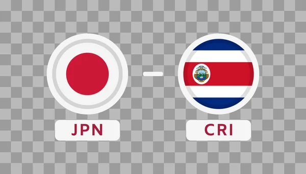 Japon Costa Rica Match Design Element Icônes Drapeaux Isolés Sur — Image vectorielle