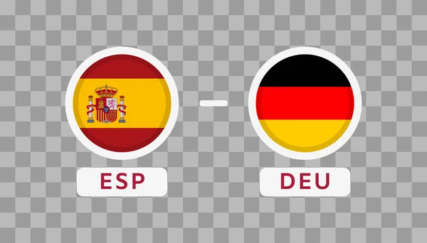 Spanien Gegen Deutschland Match Design Element Flaggen Symbole Isoliert Auf — Stockvektor