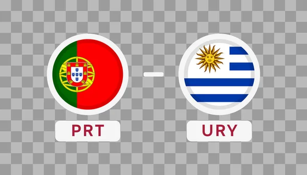 Portugal Uruguai Match Elemento Design Bandeiras Ícones Isolados Fundo Transparente — Vetor de Stock