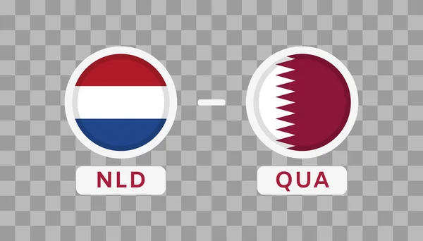 Nizozemsko Katar Match Design Element Příznaky Ikony Izolované Průhledném Pozadí — Stockový vektor