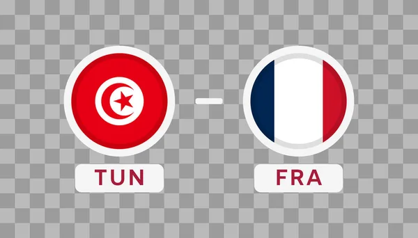チュニジアVsフランスサッカーマッチデザイン要素 フラグ透明な背景に孤立したアイコン サッカー選手権大会のインフォグラフィック ゲームスコア スコアボードテンプレート ベクトル — ストックベクタ
