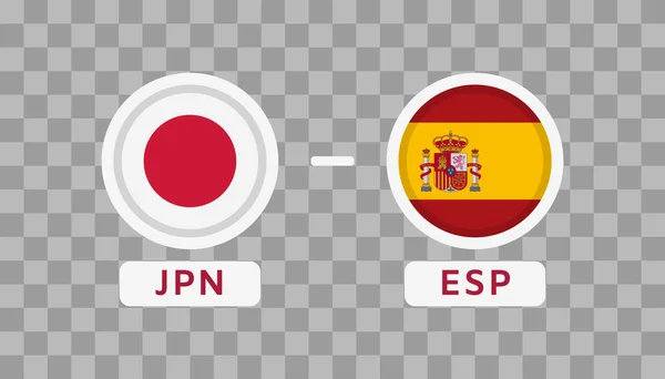 Giappone Spagna Match Design Element Bandiere Icone Isolate Sfondo Trasparente — Vettoriale Stock