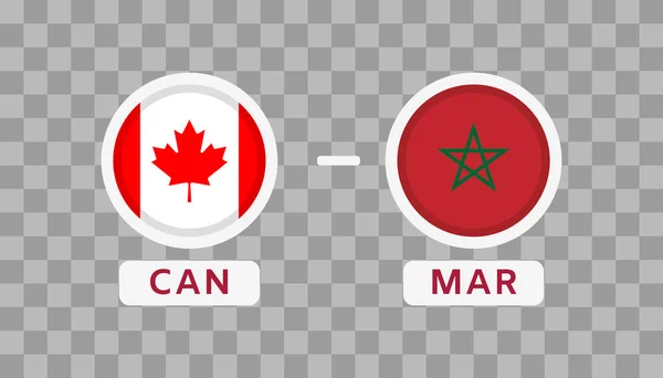 Kanada Maroko Fotbal Zápas Design Element Příznaky Ikony Izolované Průhledném — Stockový vektor