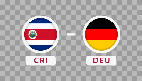 Costa Rica Germania Match Design Element Bandiere Icone Isolate Sfondo — Vettoriale Stock