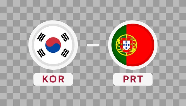 Südkorea Gegen Portugal Match Design Element Flaggen Symbole Isoliert Auf — Stockvektor