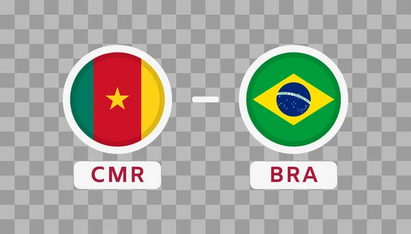 Camarões Brasil Match Design Element Bandeiras Ícones Isolados Fundo Transparente — Vetor de Stock