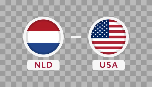 Netherlands Usa Match Design Element Příznaky Ikony Izolované Průhledném Pozadí — Stockový vektor