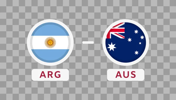アルゼンチン対オーストラリアマッチデザイン要素 フラグ透明な背景に孤立したアイコン サッカー選手権大会のインフォグラフィック ゲームスコア スコアボードテンプレート ベクトル — ストックベクタ