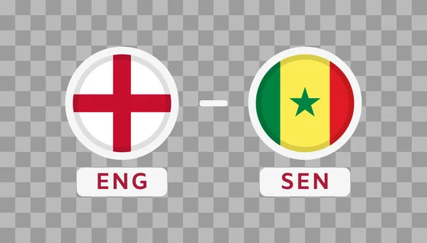 Inglaterra Senegal Match Design Element Bandeiras Ícones Isolados Fundo Transparente — Vetor de Stock