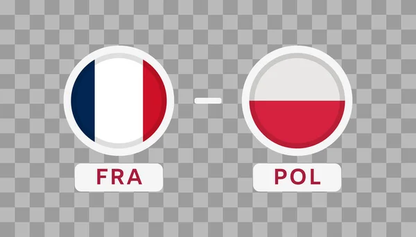 Francie Polsko Match Design Element Příznaky Ikony Izolované Průhledném Pozadí — Stockový vektor