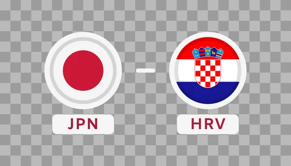 Japan Kroatië Match Design Element Vlaggen Pictogrammen Geïsoleerd Transparante Achtergrond — Stockvector