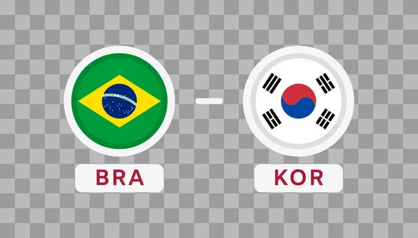 Brasilien Gegen Südkorea Match Design Element Flaggen Symbole Isoliert Auf — Stockvektor