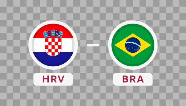 Croacia Brasil Match Design Element Banderas Iconos Aislados Sobre Fondo — Vector de stock