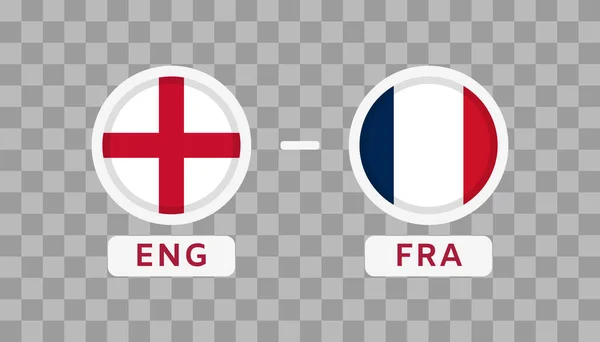 英格兰对法国比赛设计元素 旗图标孤立在透明的背景下 足球锦标赛信息图表 游戏得分 记分板模板 — 图库矢量图片