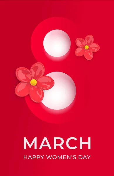 March Happy Women Day International Womens Day Greeting Card Number — Stockvector