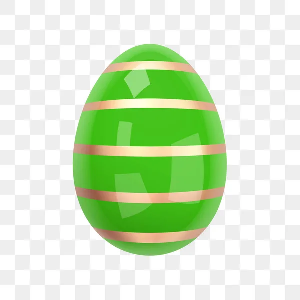 Green Shiny Easter Egg Gold Stripes Image Glossy Green Gold — Image vectorielle