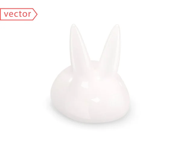 イースター バニー 可愛い白いウサギのフィギュアの3Dイラスト 白い背景に隔離されたデザイン要素 イースターの日曜日と中秋節に適しています 3Dベクトルオブジェクト — ストックベクタ