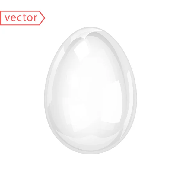 イースターエッグ 白い背景に隔離された光沢のあるガラスの卵 休日のデザインのための透明なオブジェクト 現実的な3Dベクトル図 — ストックベクタ
