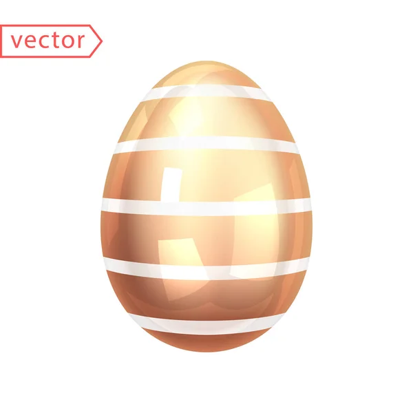 金新复活节彩蛋与玻璃带 美丽的复活节礼物 白色背景下分离的透明光滑水晶 金蛋的图像 东方设计的3D装饰 3D矢量插图 — 图库矢量图片